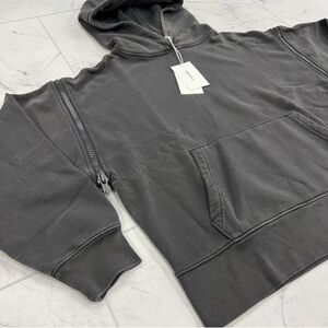 Frame X Imaan Zipper Hoodie Charcoal Black NWT's